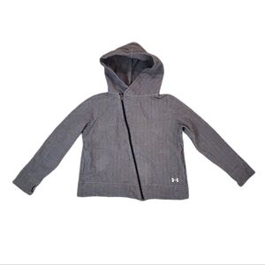 Under‎ Armour Youth Grey Herringbone Moto Asymmetrical Zip Hoodie Sweatshirt YXL